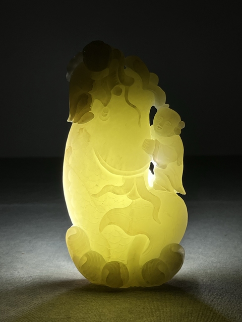 古玩玉器連年有余擺件真品鑒賞圖