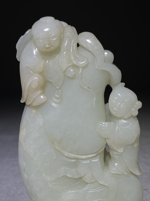 古玩玉器連年有余擺件真品鑒賞圖