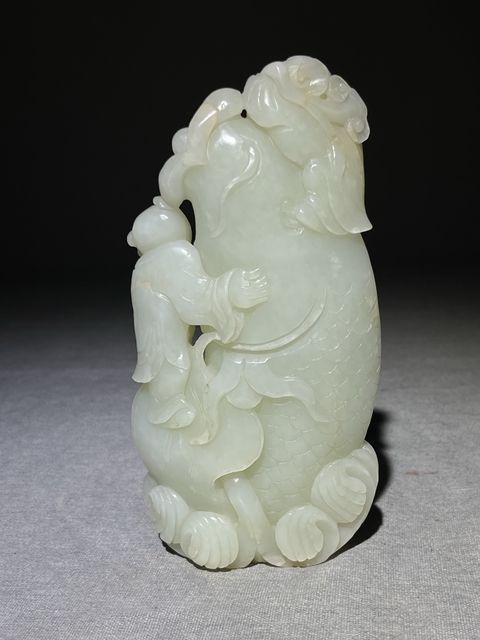 古玩玉器連年有余擺件真品鑒賞圖