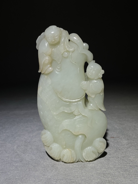 古玩玉器連年有余擺件真品鑒賞圖