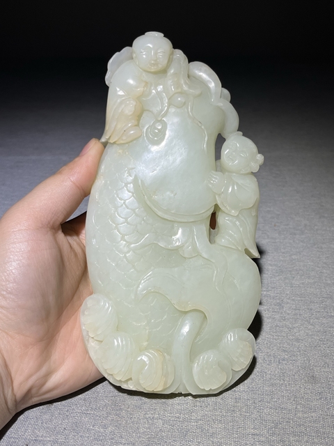 古玩玉器連年有余擺件真品鑒賞圖