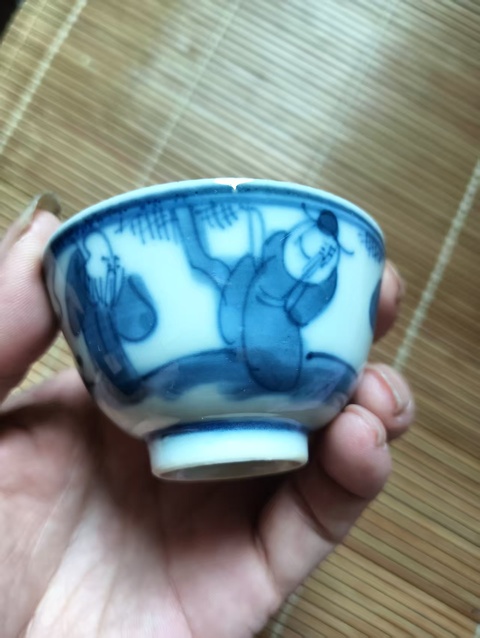 古玩陶瓷青花三星高照杯真品鑒賞圖
