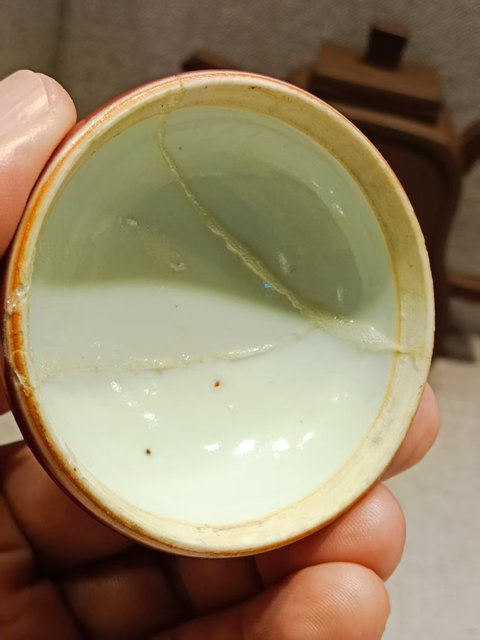 古玩陶瓷清光緒豇豆紅釉印盒真品鑒賞圖