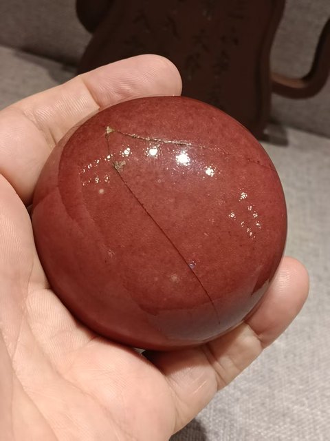 古玩陶瓷清光緒豇豆紅釉印盒真品鑒賞圖