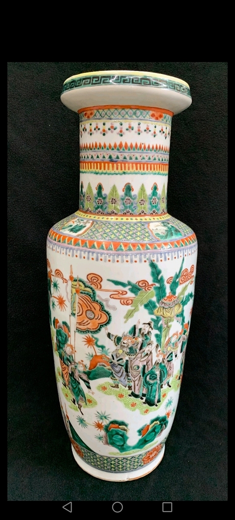 古玩陶瓷清光緒 五彩人物故事紋棒槌瓶真品鑒賞圖