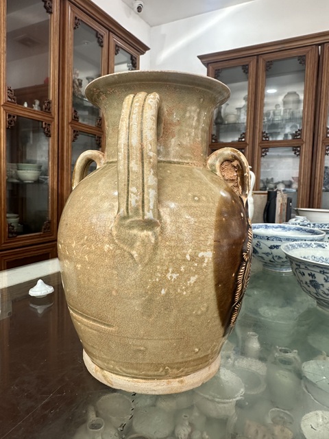 古玩陶瓷長沙窯青釉褐彩執壺真品鑒賞圖