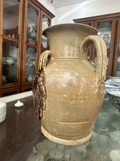 古玩陶瓷長沙窯青釉褐彩執壺真品鑒賞圖