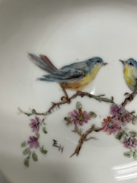 古玩陶瓷粉彩花鳥碟真品鑒賞圖