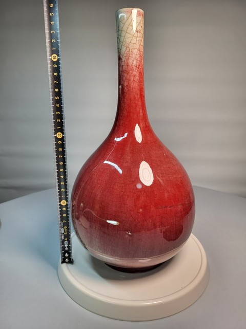 古玩陶瓷郎紅釉膽瓶真品鑒賞圖