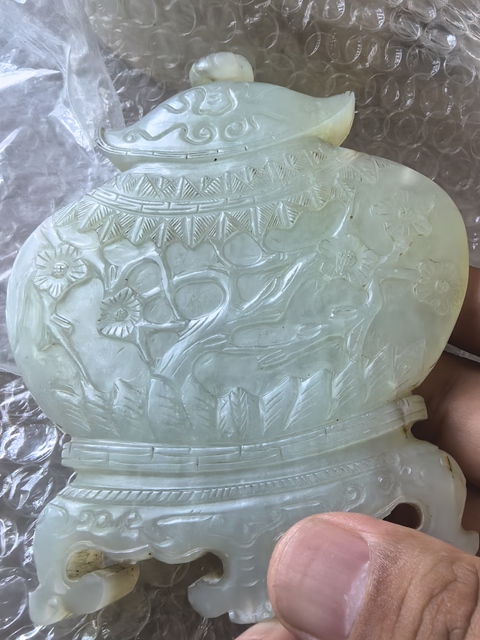 古玩玉器岫玉雕“瓶飾”真品鑒賞圖