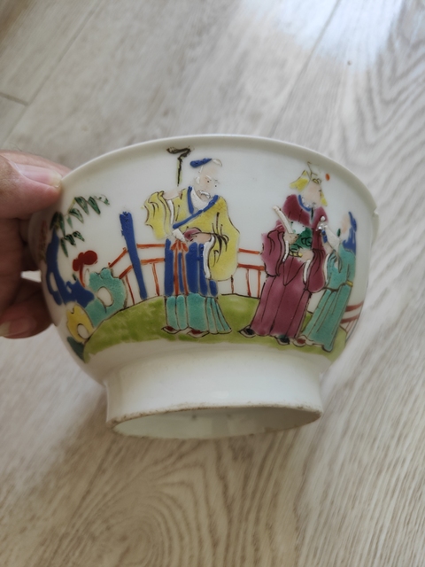 古玩陶瓷粉彩三星人物碗真品鑒賞圖