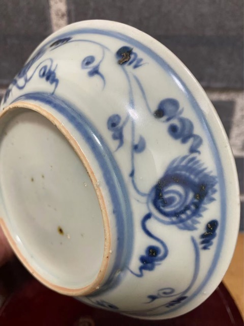 古玩陶瓷青花飄帶繡球獅子紋盤真品鑒賞圖