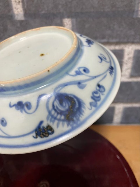 古玩陶瓷青花飄帶繡球獅子紋盤真品鑒賞圖