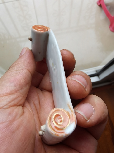 古玩陶瓷粉彩人物紋墨床（后加彩）真品鑒賞圖