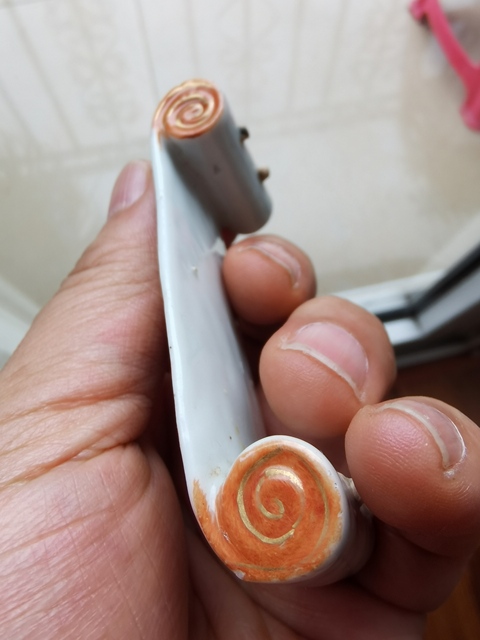 古玩陶瓷粉彩人物紋墨床（后加彩）真品鑒賞圖