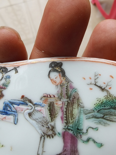 古玩陶瓷粉彩人物紋墨床（后加彩）真品鑒賞圖