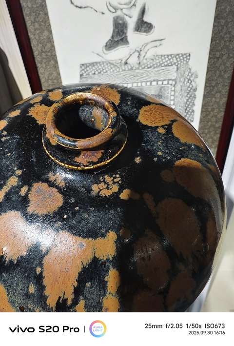 古玩陶瓷鐵銹花嘟嚕瓶真品鑒賞圖