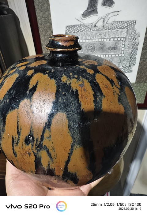 古玩陶瓷鐵銹花嘟嚕瓶真品鑒賞圖