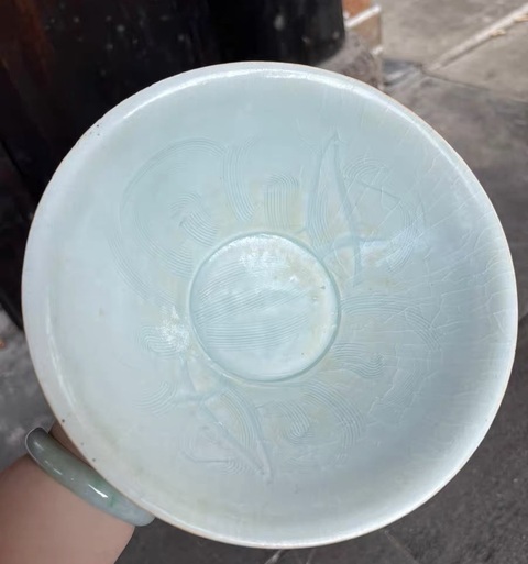 古玩陶瓷疑似接底湖田窯大盞真品鑒賞圖