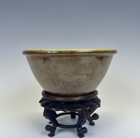 古玩陶瓷清中期·外紫金釉內(nèi)青花山水缽拍賣，當(dāng)前價(jià)格1699元