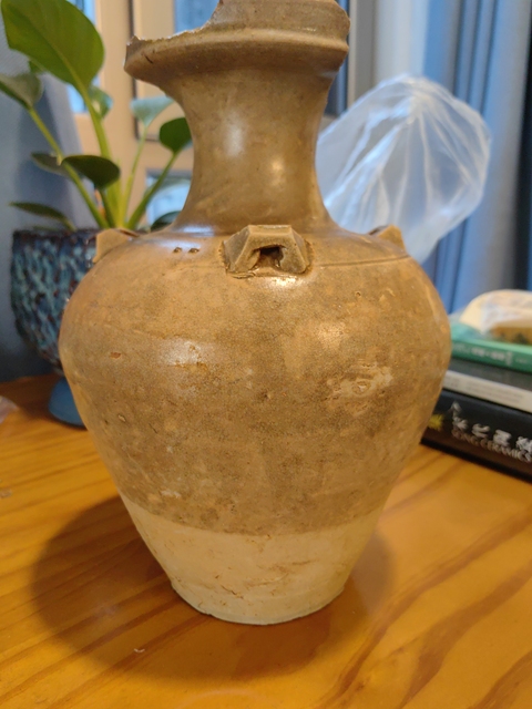 古玩陶瓷四系青瓷盤口瓶拍賣,當前價格500元