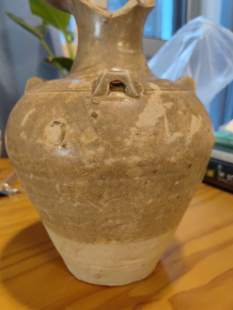 古玩陶瓷四系青瓷盤口瓶拍賣,當前價格500元