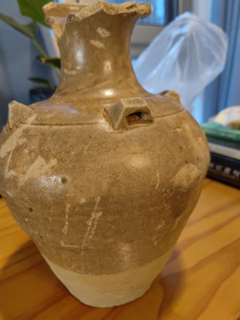古玩陶瓷四系青瓷盤口瓶拍賣,當前價格500元