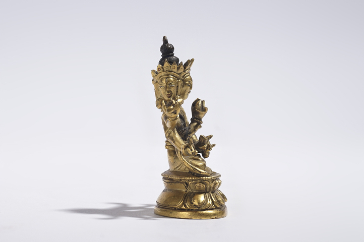 古玩銅器清中期·銅鎏金尊勝佛母造像真品鑒賞圖