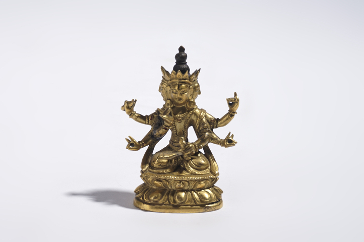 古玩銅器清中期·銅鎏金尊勝佛母造像真品鑒賞圖