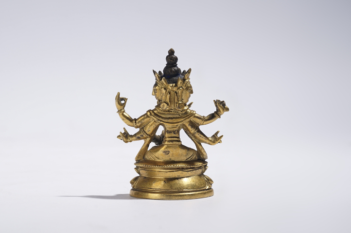 古玩銅器清中期·銅鎏金尊勝佛母造像真品鑒賞圖