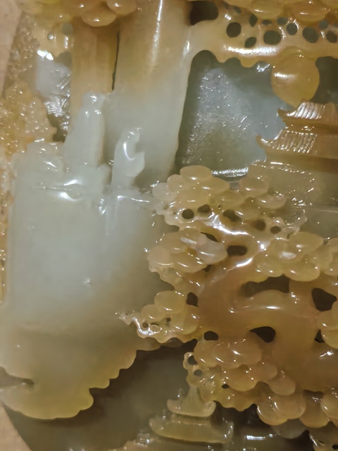 古玩玉器和田玉糖白玉山水樓閣擺件真品鑒賞圖