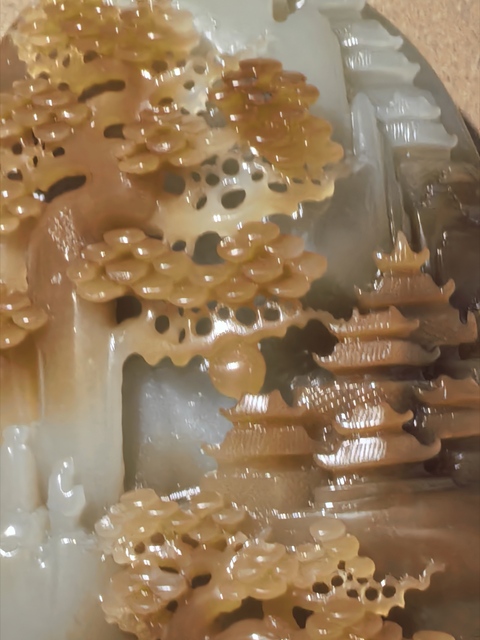 古玩玉器和田玉糖白玉山水樓閣擺件真品鑒賞圖