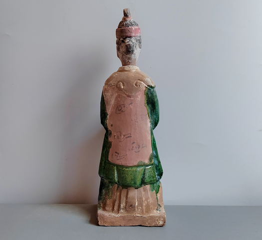 古玩陶瓷明代三彩持傘仕女俑拍賣,當前價格38元