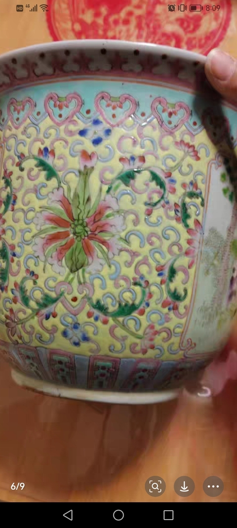 古玩陶瓷嬰戲紋粉彩花盆真品鑒賞圖