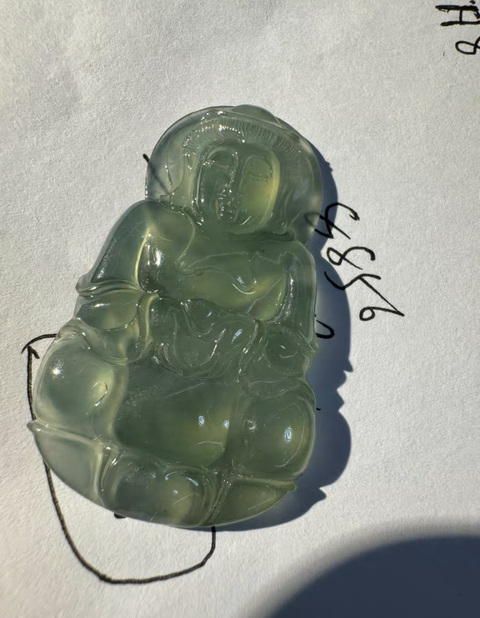 古玩玉器天然翡翠觀音掛件真品鑒賞圖