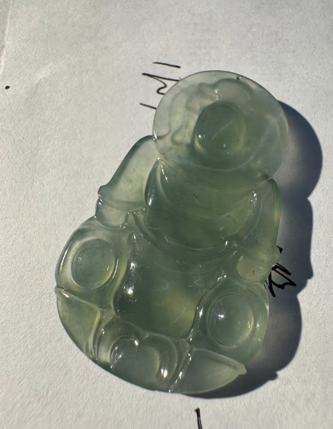 古玩玉器天然翡翠觀音掛件真品鑒賞圖