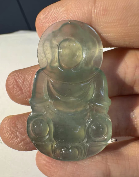 古玩玉器天然翡翠觀音掛件真品鑒賞圖