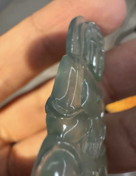 古玩玉器天然翡翠觀音掛件真品鑒賞圖
