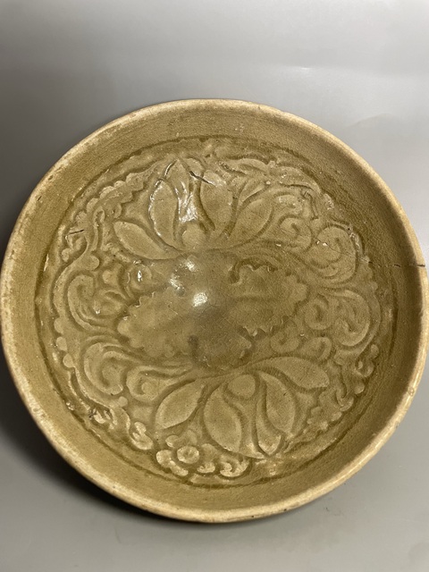 古玩陶瓷元耀州對口蓮大碗真品鑒賞圖