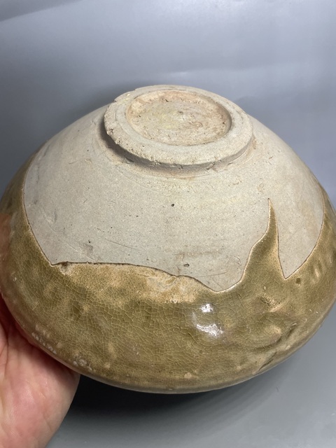 古玩陶瓷元耀州對口蓮大碗真品鑒賞圖