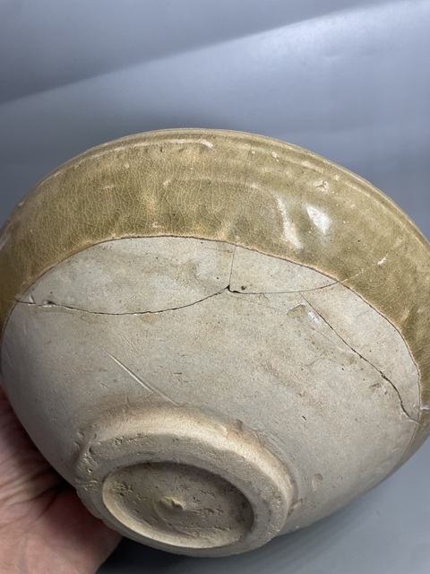 古玩陶瓷元耀州對口蓮大碗真品鑒賞圖