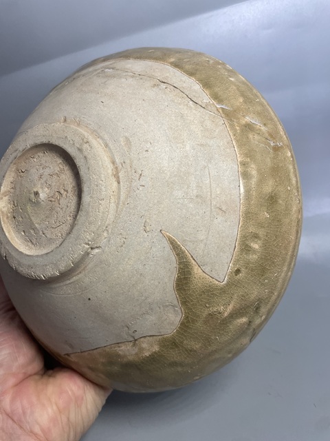 古玩陶瓷元耀州對口蓮大碗真品鑒賞圖