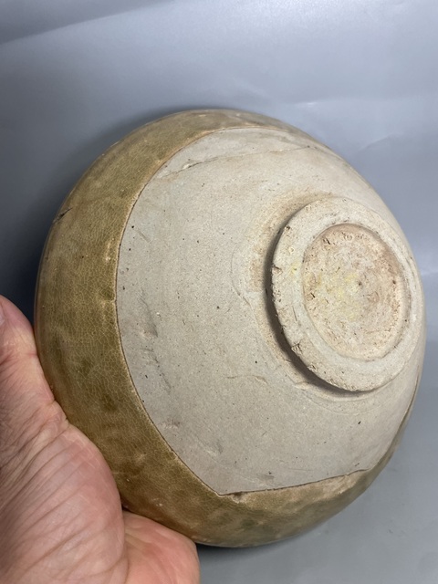 古玩陶瓷元耀州對口蓮大碗真品鑒賞圖