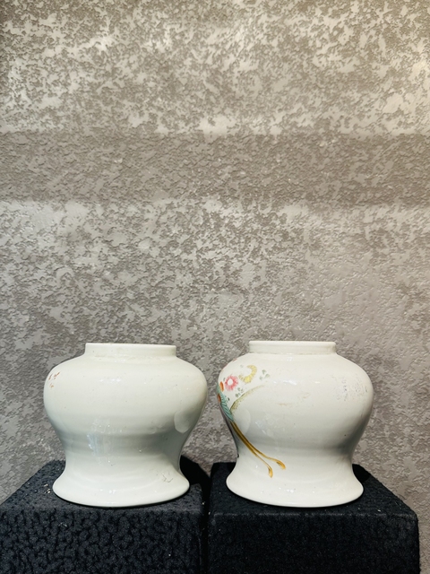 古玩陶瓷粉彩鳳穿牡丹紋茶葉罐真品鑒賞圖