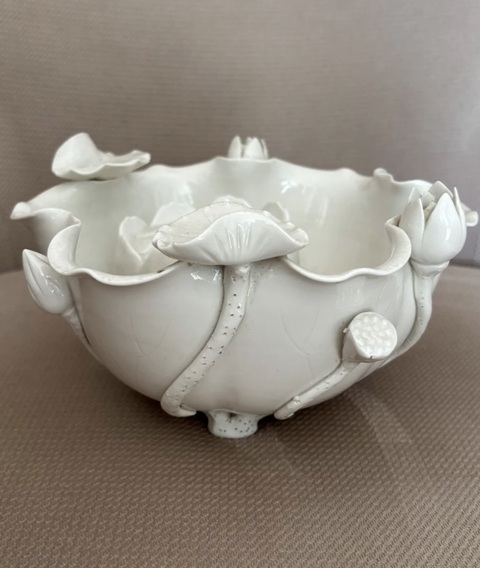 古玩陶瓷德化白瓷荷葉洗真品鑒賞圖