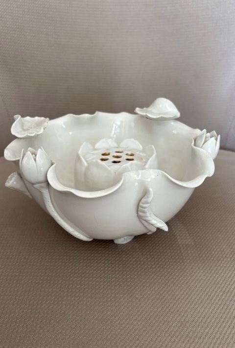古玩陶瓷德化白瓷荷葉洗真品鑒賞圖