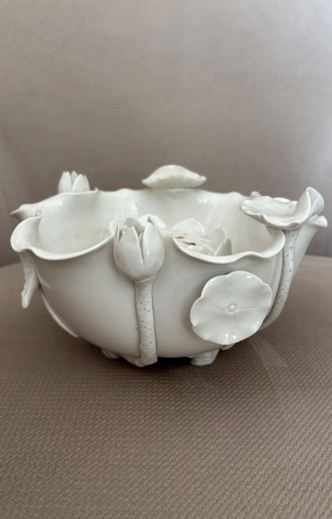 古玩陶瓷德化白瓷荷葉洗真品鑒賞圖