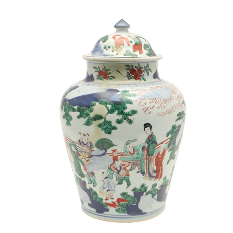古玩陶瓷五彩人物紋將軍罐真品鑒賞圖