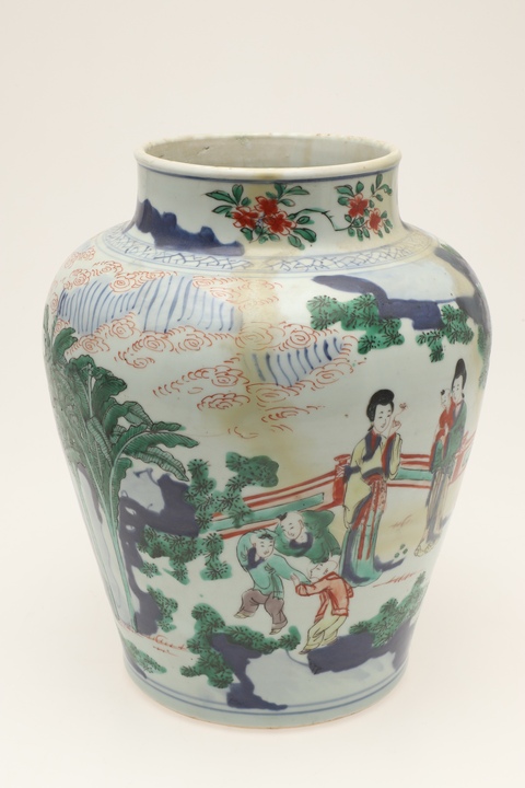 古玩陶瓷五彩人物紋將軍罐真品鑒賞圖