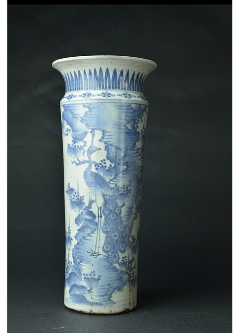 古玩陶瓷花鳥(niǎo)紋青花花觚真品鑒賞圖